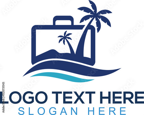 beach logo with palm trees summer