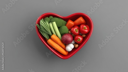 Healthy Vegetables in Heart-Shaped Bowl for Heart Health