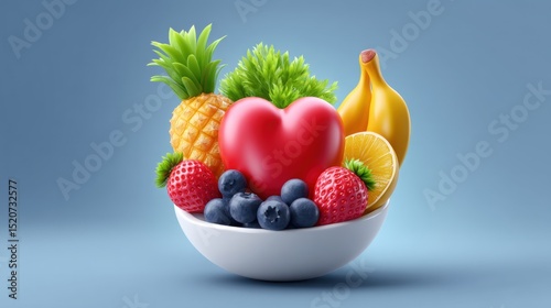 Fresh Fruit Bowl with Pineapple  Berries  and Banana