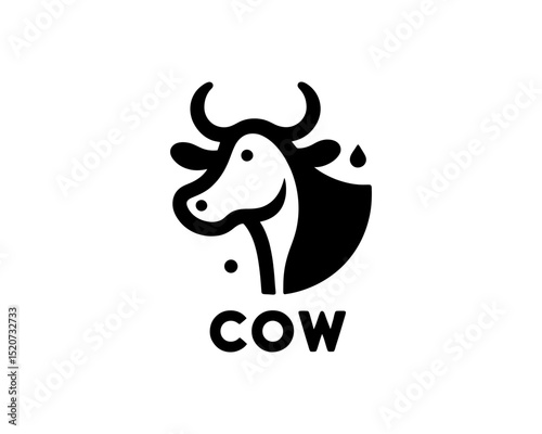 Cow illustration symbol for modern brand identity