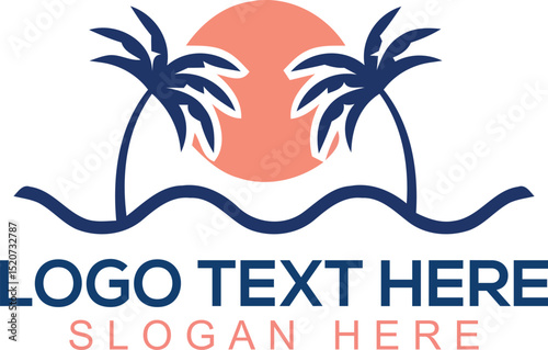  travel agency logo for hotel resort summer beach vacation