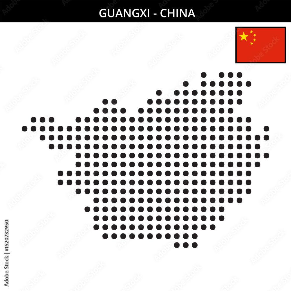 Fototapeta premium Big dots map of guangxi in China