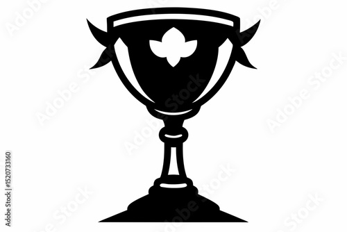 Silhouette of a goblet with floral emblem and wings halloween, vector, silhouette,  illustration, horizontal, isolated assets, on transparent background