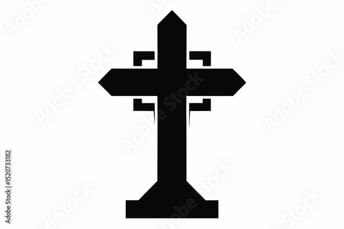 Stylized black cross with geometric shapes design halloween, vector, silhouette,  illustration, horizontal, isolated assets, on transparent background
