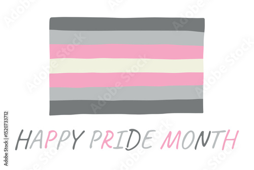 Colorful Demigirl pride flag Happy pride day LGBTQ community Pride Month Vector hand drawn doodle for posters, stickers, logo, cards