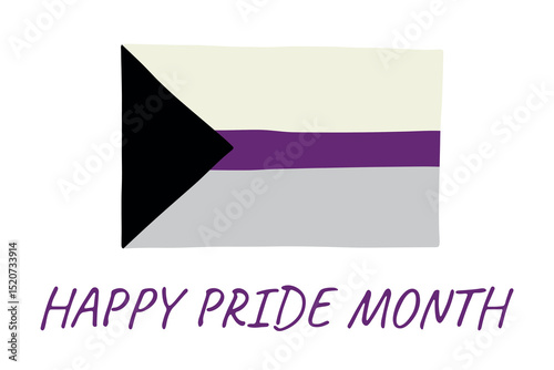 Colorful Demisexual pride flag Happy pride day LGBTQ community Pride Month Vector hand drawn doodle for posters, stickers, logo, cards