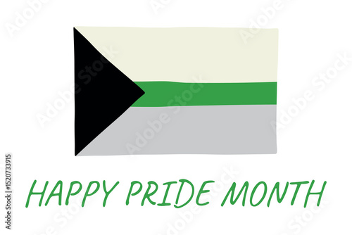 Colorful Demiromantic pride flag Happy pride day LGBTQ community Pride Month Vector hand drawn doodle for posters, stickers, logo, cards