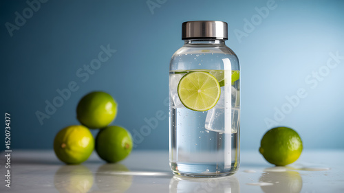 bottle of olive oil with lemon