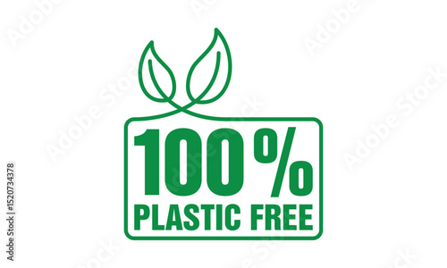 100% Plastic free icon simple design vector template