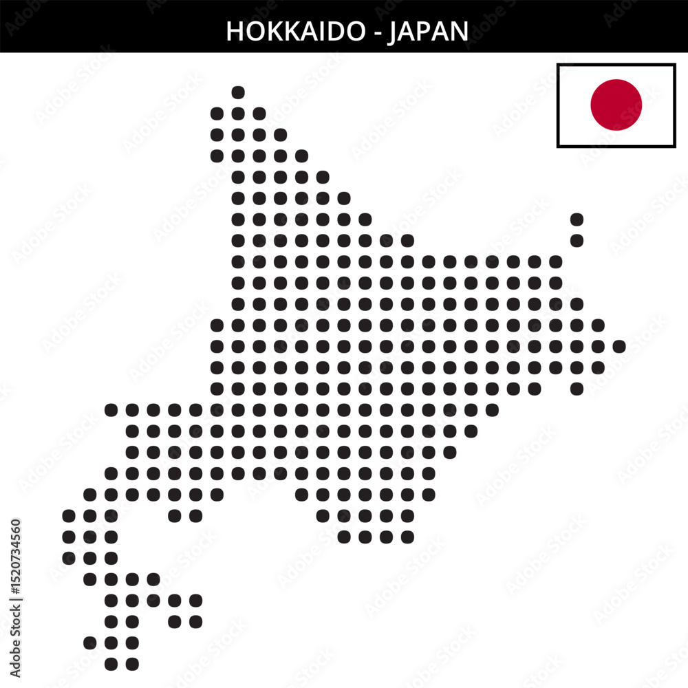 Fototapeta premium Big dots map of HOKKAIDO in Japan