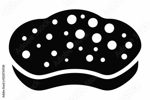Black blob with white circles and curved bottom edge halloween, vector, silhouette,  illustration, horizontal, isolated assets, on transparent background