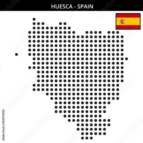 Big dots map of huesca in Spain