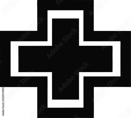Medical Cross Symbol Silhouette Vector Illustration