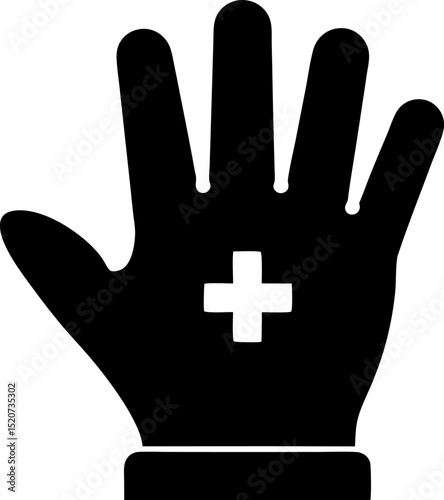 Medical Glove Silhouette Vector Illustration 