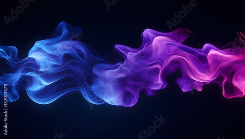 Abstract fluid neon blue and purple shapes on a dark background. Minimalistic wallpaper with wavy lines. Soft, glowing lighting effect.