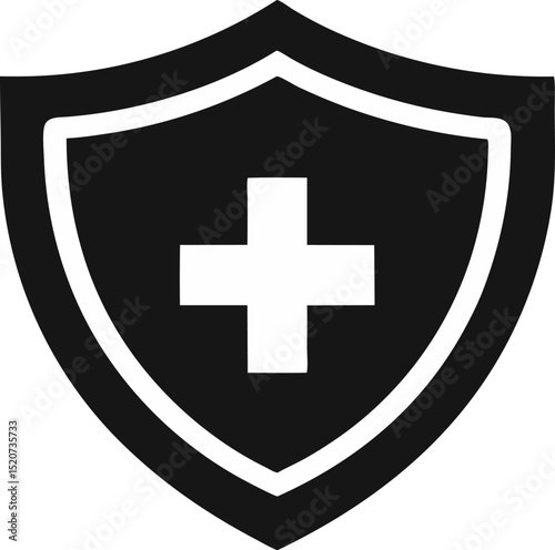 Medical Shield Icon Silhouette Vector Illustration