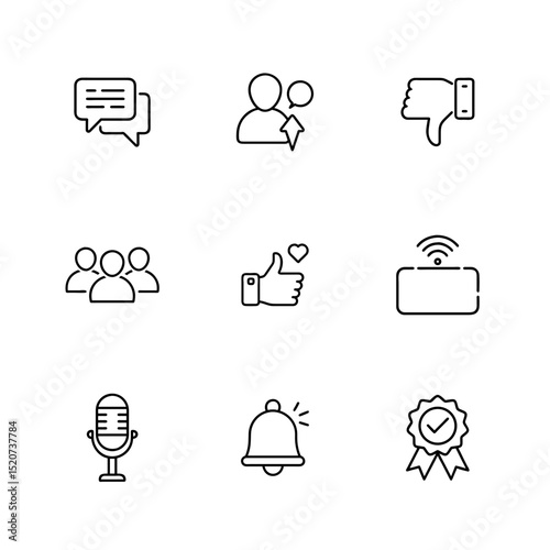 Social Media Interaction Outline Icons Set