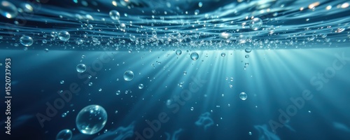 ripples and bubbles drift beneath the surface in a serene underwater world, showcasing balance, fluidity, and the quiet wonder of aquatic environments untouched by human disturbance.