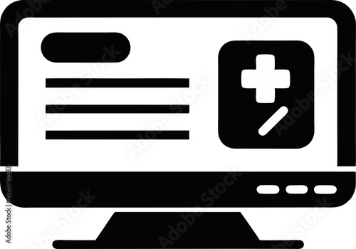 Online Prescription Screen Silhouette Vector Illustration