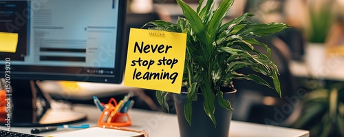 Plant with Note Never Stop Learning