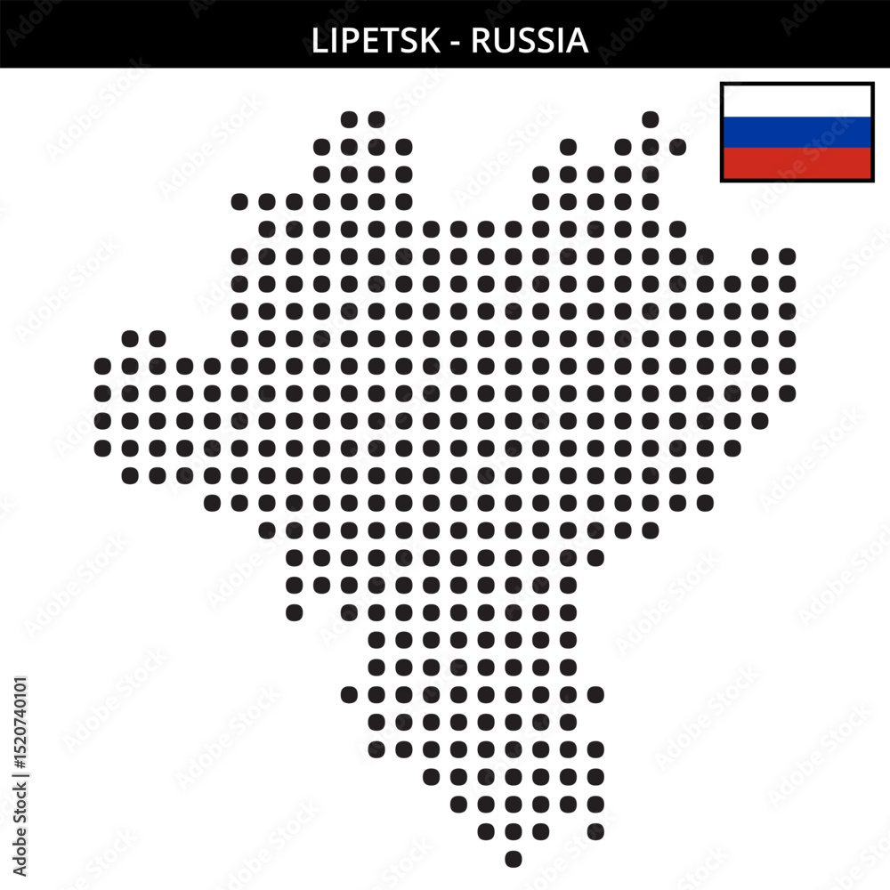 Fototapeta premium Big dots map of lipetsk in Russia