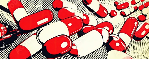 Pills Illustration Pop Art Style
