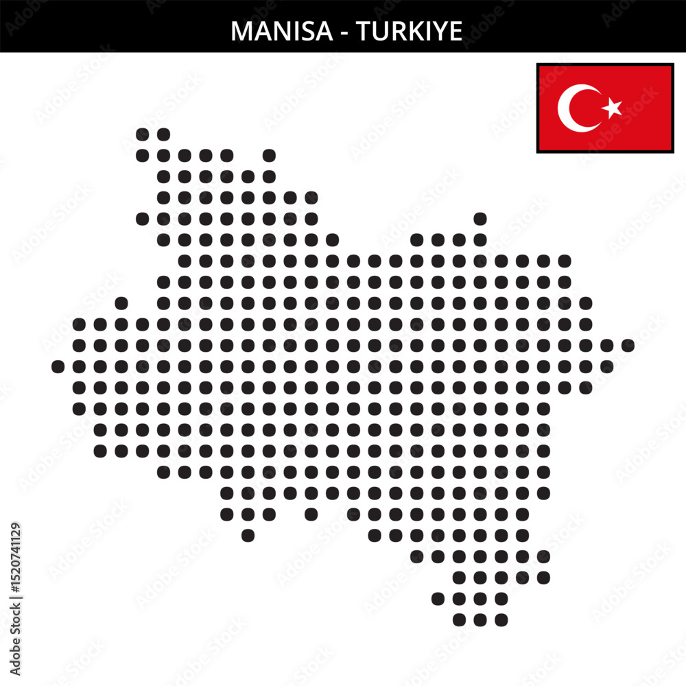 Fototapeta premium Big dots map of manisa in Turkiye