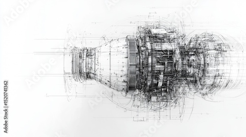 Detailed technical illustration of a turbine engine showcasing modern engineering and design concepts