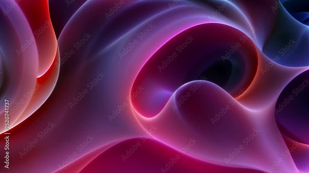 Abstract vibrant pink and purple wavy background. Loop animation, seamless and endless footage.