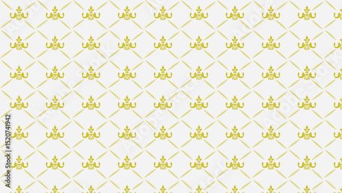 Seamless Ornamental Lattice Pattern with Decorative Royal Motifs
