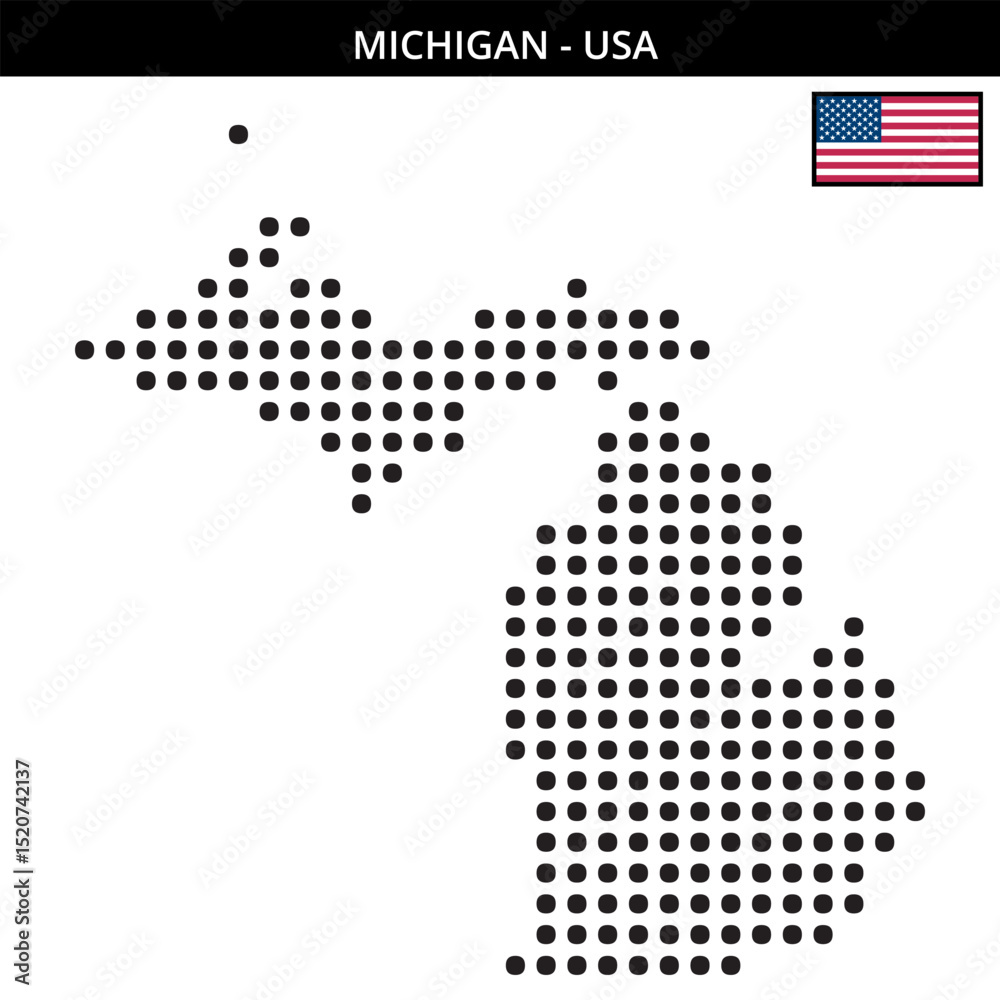 Big dots map of michigan in the USA Big dots map of michigan in the USA