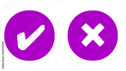 Photography Yes and No Buttons in Vibrant Purple Circles