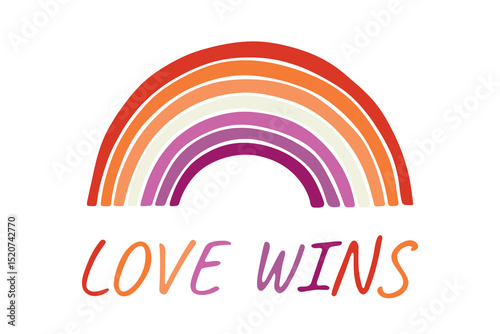 Colorful rainbow shape Lesbian pride flag Happy pride day LGBTQIA community Pride Month Vector hand drawn doodle for posters, stickers, logo, cards