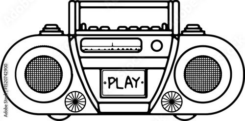 Retro Vintage Radio Coloring Page

