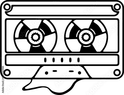 Retro Vintage Cassette Tape Coloring Page

