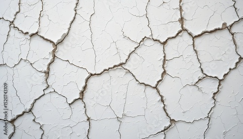 Close-up of a Wall's Cracked White Paint Texture