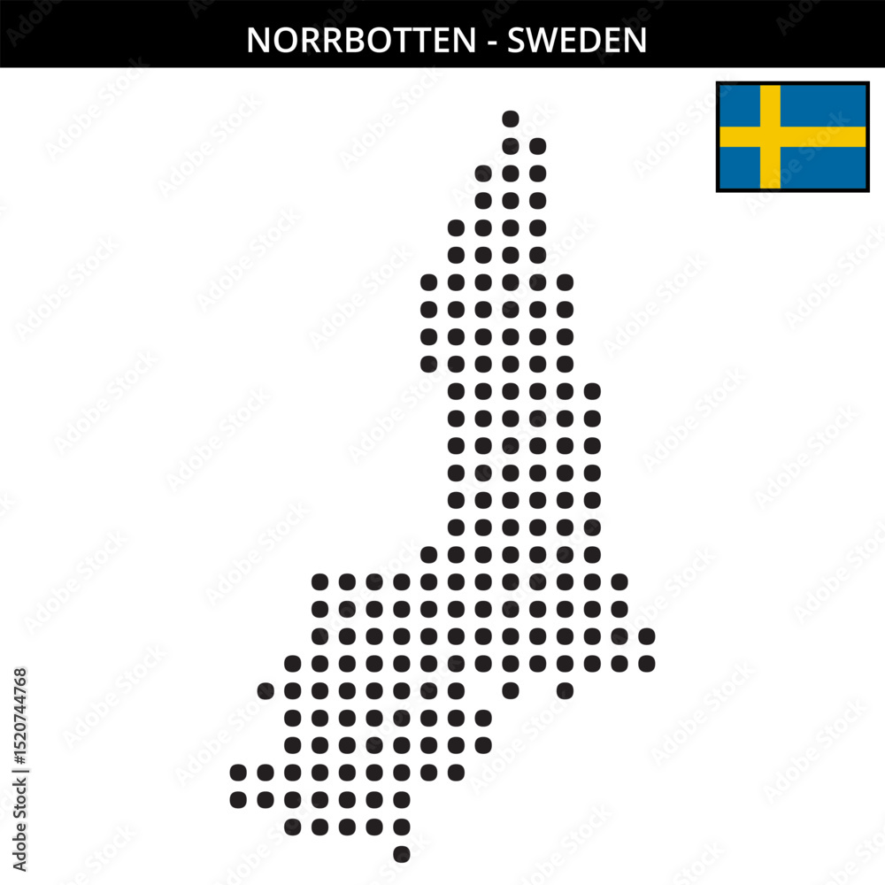 Fototapeta premium Big dots map of norrbotten in Sweden