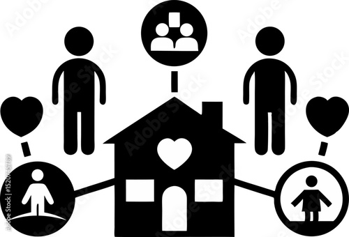 Social Boundaries Icon Silhouette Vector Illustration