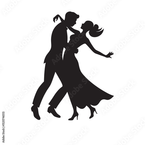 Young Couple Dancing With Joy Silhouette