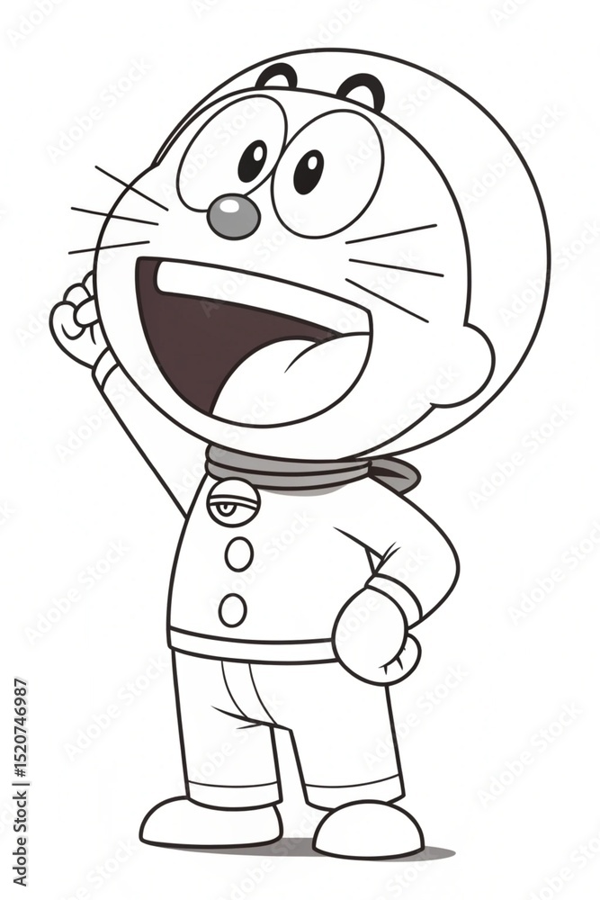 Fototapeta premium Colouring page for kids, hand drawn illustration of a cartoon, pre-school Colouring page, animal Colouring page, flower Colouring page, adult Colouring page, printables 
