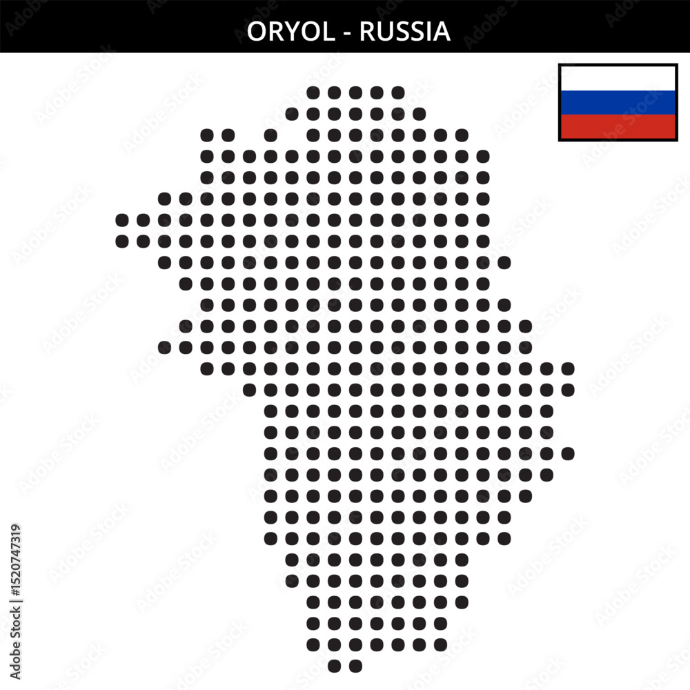 Fototapeta premium Big dots map of oryol in Russia