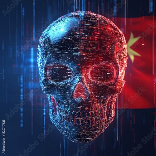 Digital Skull with Flag