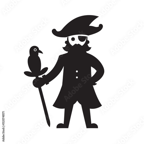 Pirate With Sword And Hat Silhouette