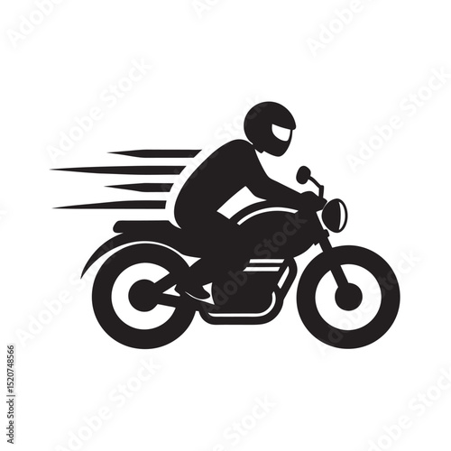 Motorcyclist Riding At Full Speed Silhouette