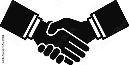 handshake icon over white background, silhouette style concept, vector illustration