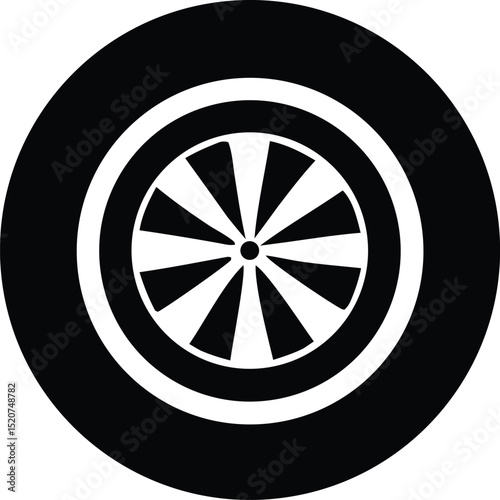 Car wheel icon illustration sign design style. High quality black symbol on white background.