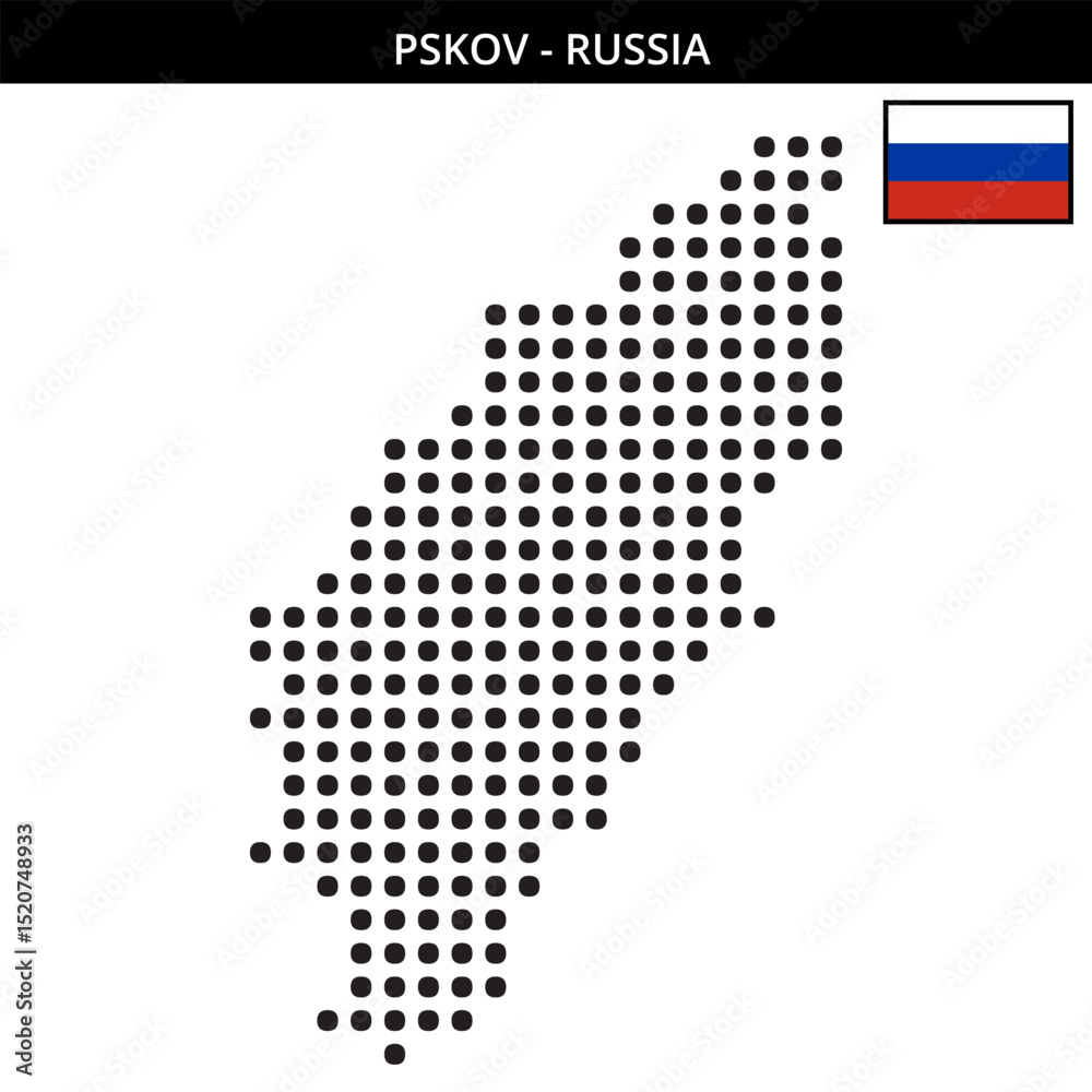 Fototapeta premium Big dots map of Pskov in Russia