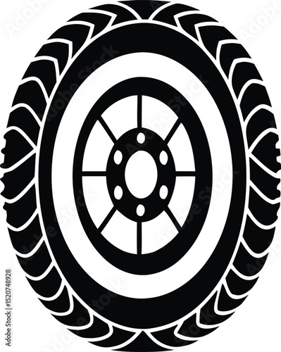 car wheel icon over white background, black and white design. vector illustration