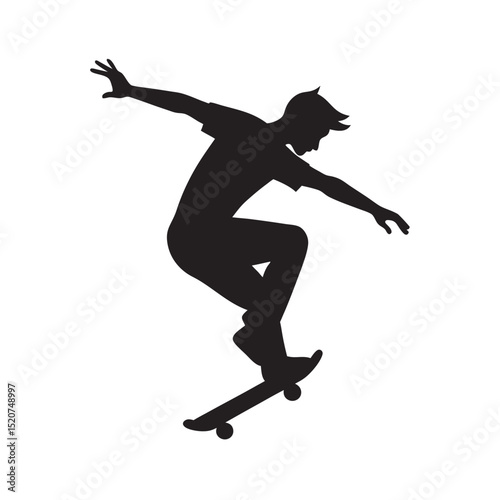 Man Riding Fast On Skateboard Silhouette