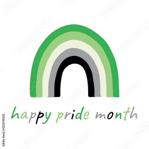 Colorful rainbow shape Aromantic pride flag Happy pride day LGBTQIA community Pride Month Vector hand drawn doodle for posters, stickers, logo, cards